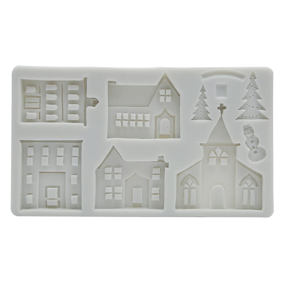 Baking Mold Silicone Molds for Baking, Silicone DIY Castle House Christmas Tree Mold Cake Chocolate Decorative Clay Mould Kitchen