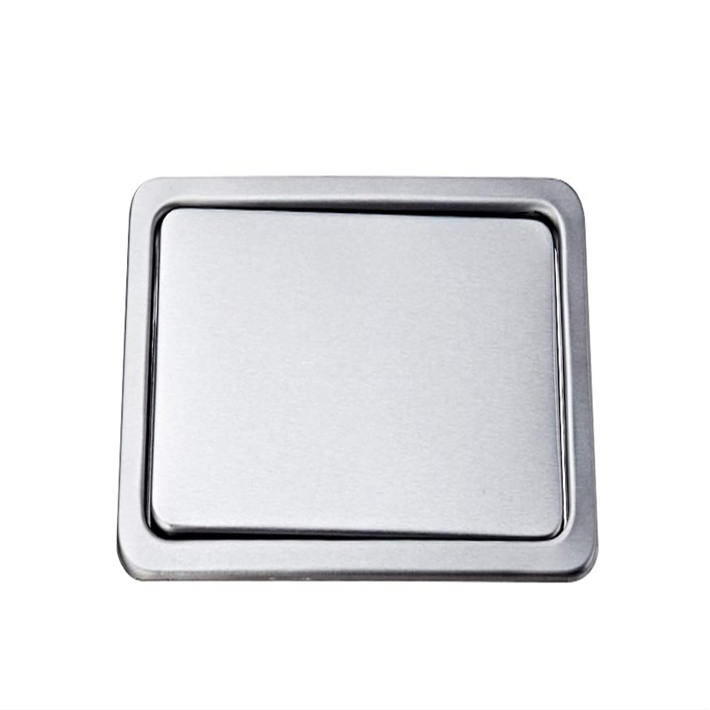 JHZDX Recessed Counter Top Cover Trash Bin Built-in Flap Garbage Can Kitchen Bench Stainless Steel(Silver),272x168mm Square