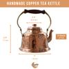 COPPER CONCEPT Copper Tea Kettle Stovetop, Handmade Copper Tea Pot, Water Heater, 1mm Thick (1.7 Quarts) view 4