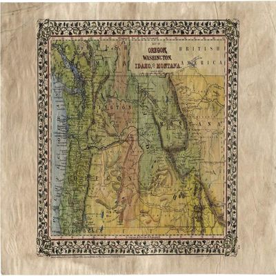 Antique Oregon Washington Montana Idaho Historic Map Art Print Poster Reproduction Artwork Vintage Style Unframed Abstract Map Wall Art - Great Home Decor and Gift, Hand Painted