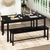 AWQM Dining Room Table Set, Kitchen Table Set with 2 Benches, Ideal for Home, Kitchen and Dining Room, Breakfast Table of 47.2x28.7x28.7 inches, Benches of 41.3x11.8x17.7 inches, Black view 2