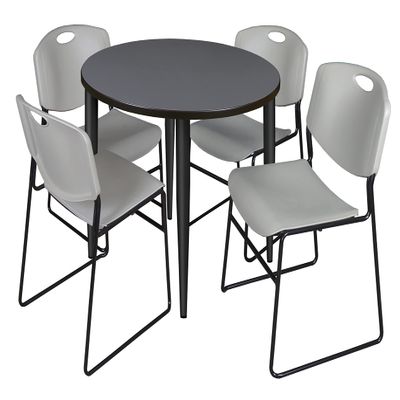 Regency Kahlo Round Breakroom Table Set, 36", Grey/Black/Grey