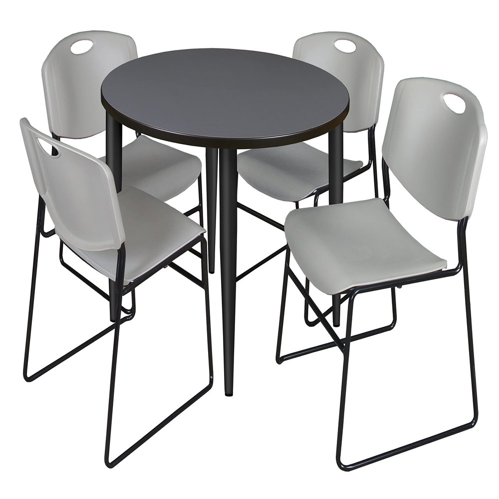 Regency Kahlo Round Breakroom Table Set, 36", Grey/Black/Grey