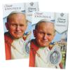Needzo Saint John Paul II The Pope Holy Prayer Card with Medal and Chaplet on The Back, Catholic Saints Pocket Prayer Bookmarks and Bible Page Holders, 3 3/8, Pack of 2 view 1