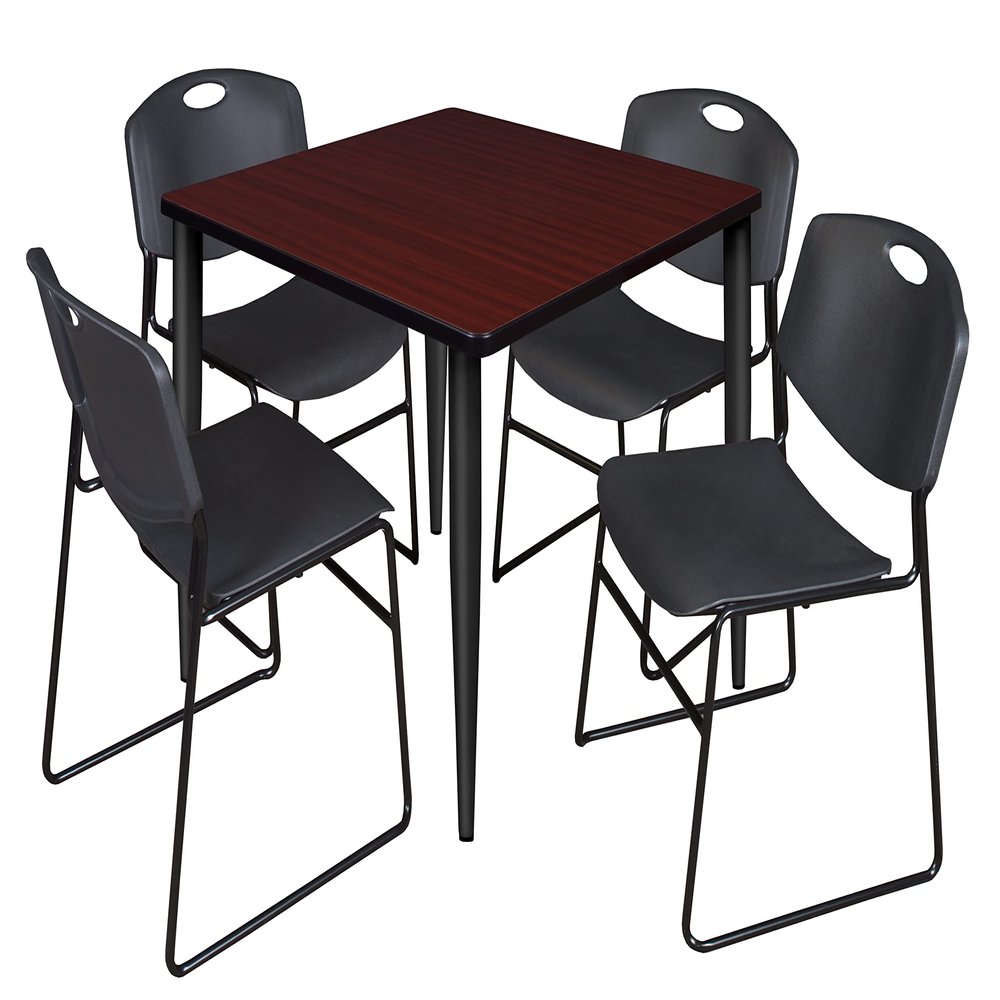 Regency Kahlo Breakroom Table Set, 36", Mahogany/Black/Black