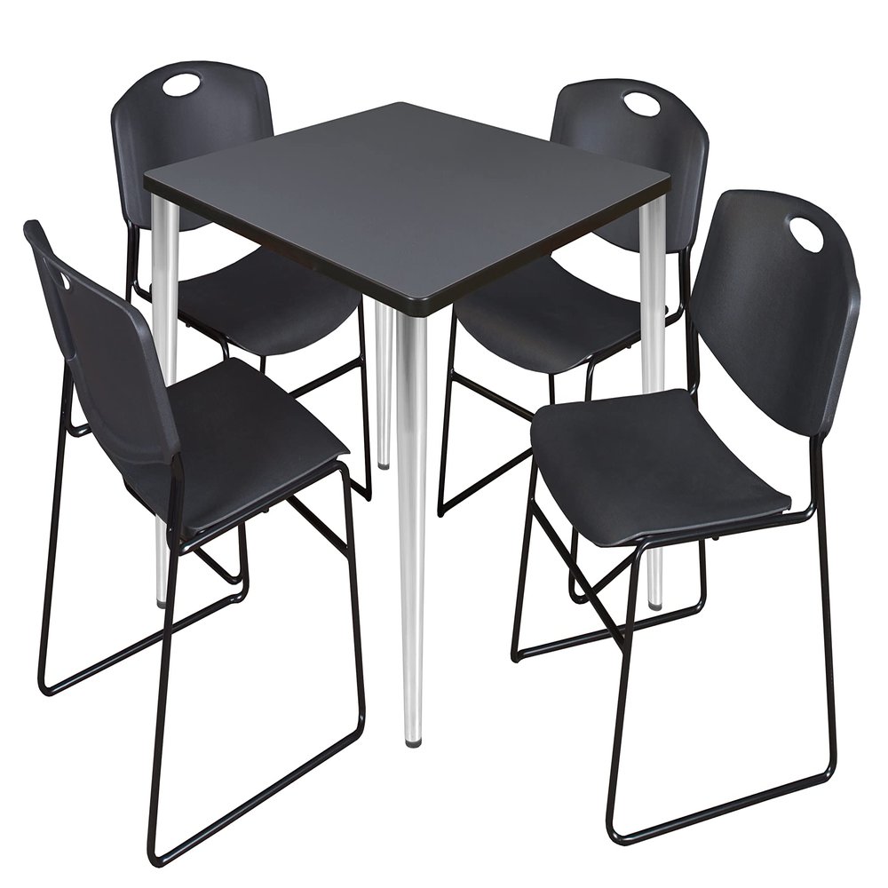 Regency Kahlo Breakroom Table Set, 36", Grey/Chrome/Black
