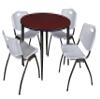 Regency Kahlo Round Breakroom Table Set, 48", Mahogany/Black/Grey view 1