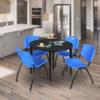 Regency Kahlo Round Breakroom Table Set, 36", Ash Grey/Black/Blue view 2