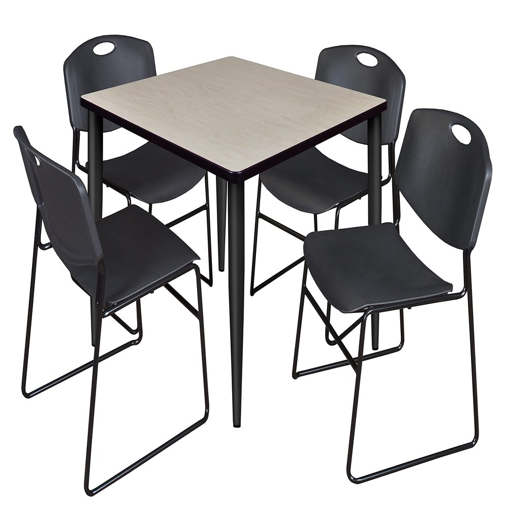 Regency Kahlo Round Breakroom Table Set, 42", Maple/Black/Black