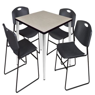Regency Kahlo Breakroom Table Set, 36", Maple/Chrome/Black