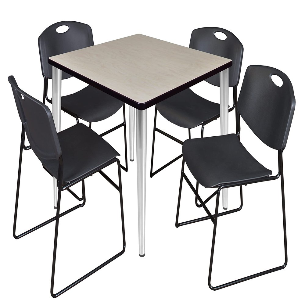 Regency Kahlo Breakroom Table Set, 36", Maple/Chrome/Black