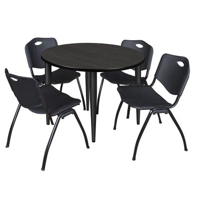 Regency Kahlo Round Breakroom Table Set, 42", Ash Grey/Black/Black