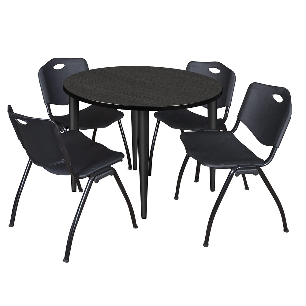 Regency Kahlo Round Breakroom Table Set, 42", Ash Grey/Black/Black