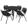 Regency Kahlo Round Breakroom Table Set, 42", Ash Grey/Black/Black view 1