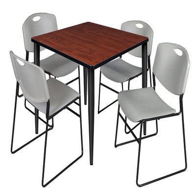 Regency Kahlo Round Breakroom Table Set, 42", Cherry/Black/Grey