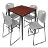 Regency Kahlo Round Breakroom Table Set, 42", Cherry/Black/Grey view 1