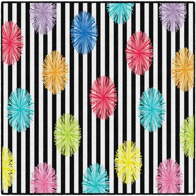 Flagship Carpets Just Teach Poms Classroom Area Rug for Indoor Classroom Learning or Kid Bedroom Educational Play Mat, 5'x7'6", Multi