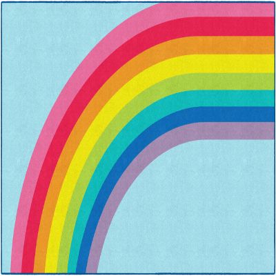 Flagship Carpets Hello Sunshine Modern Rainbow Classroom Area Rug for Indoor Classroom Learning or Kid Bedroom Educational Play Mat, 5'x7'6", Multi