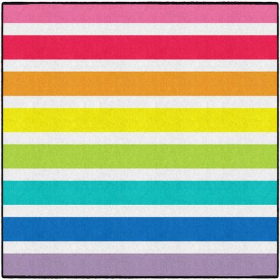Flagship Carpets Hello Sunshine Bright Rainbow Striped Classroom Area Rug for Indoor Classroom Learning or Kid Bedroom Educational Play Mat, 5'x7'6", Multi
