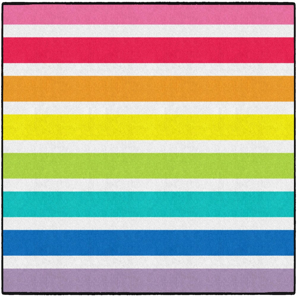 Flagship Carpets Hello Sunshine Bright Rainbow Striped Classroom Area Rug for Indoor Classroom Learning or Kid Bedroom Educational Play Mat, 5'x7'6", Multi