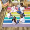 Flagship Carpets Hello Sunshine Bright Rainbow Striped Classroom Area Rug for Indoor Classroom Learning or Kid Bedroom Educational Play Mat, 5'x7'6", Multi view 2