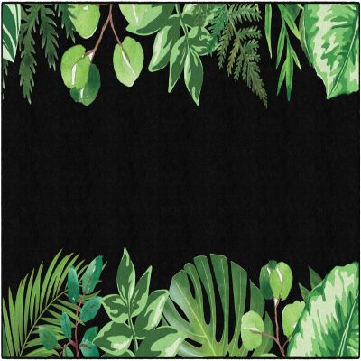 Flagship Carpets Simply Boho Greenery Classroom Area Rug for Indoor Classroom Learning or Kid Bedroom Educational Play Mat, 5'x7'6", Black