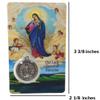 Needzo Our Lady of Queen Palestine Holy Prayer Card with Medal and Prayers on The Back, Catholic Saints Pocket Prayer Bookmarks and Bible Page Holders, 3 3/8, Pack of 3 view 3