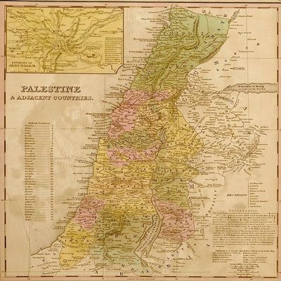 Palestine 1844 by Vintage Maps - 22x28 Art Print Poster