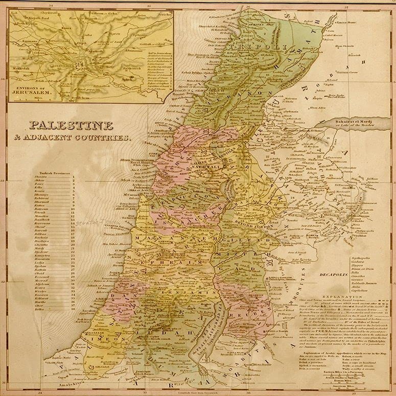 Palestine 1844 by Vintage Maps - 22x28 Art Print Poster
