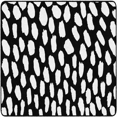 Flagship Carpets White on Black Safari Dot Classroom Area Rug for Indoor Classroom Learning or Kid Bedroom Educational Play Mat, 5'x7'6"