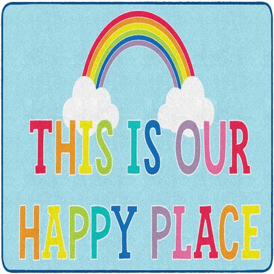 Flagship Carpets Hello Sunshine This is Our Happy Place Classroom Area Rug for Indoor Classroom Learning or Kid Bedroom Educational Play Mat, 5'x7'6", Multicolor