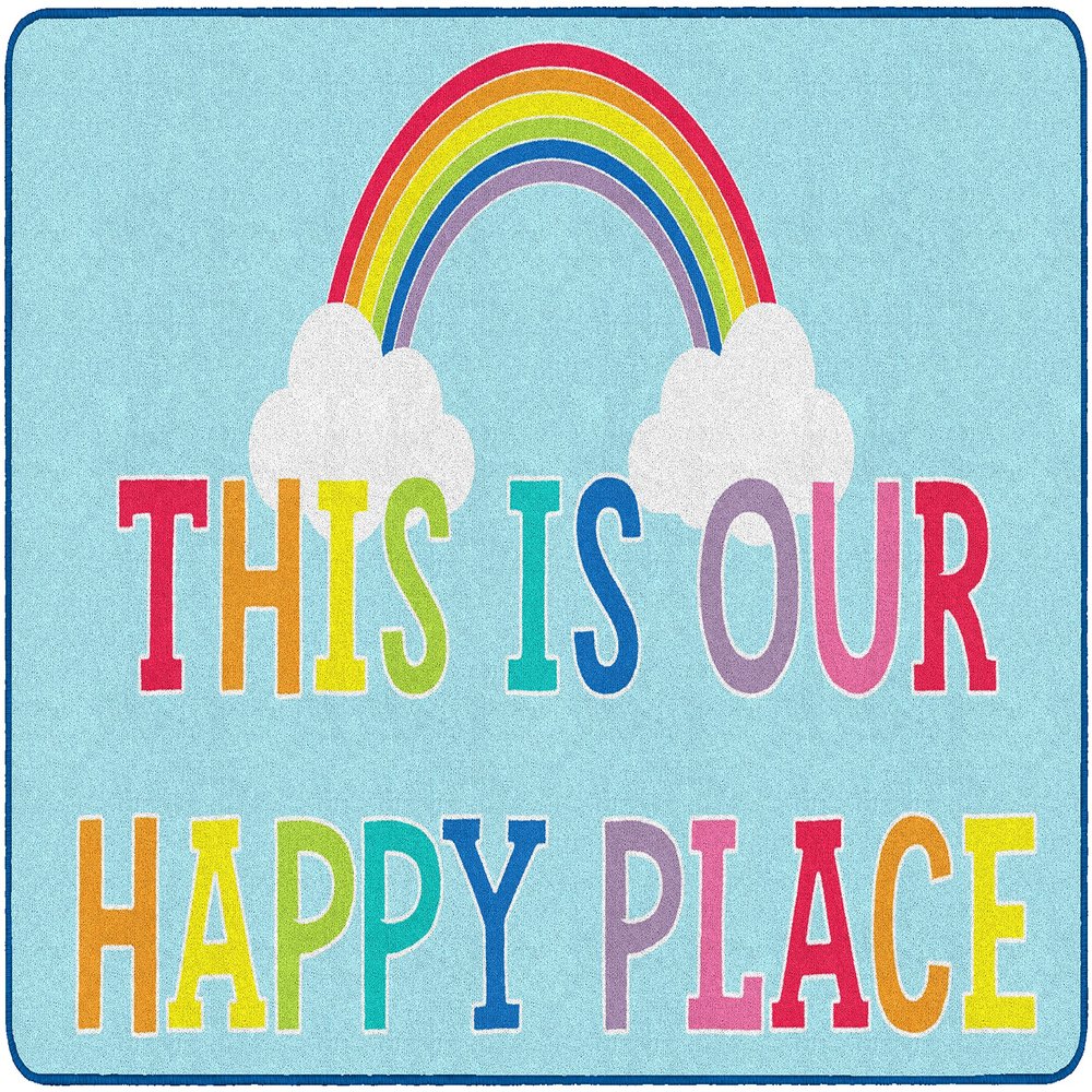 Flagship Carpets Hello Sunshine This is Our Happy Place Classroom Area Rug for Indoor Classroom Learning or Kid Bedroom Educational Play Mat, 5'x7'6", Multicolor