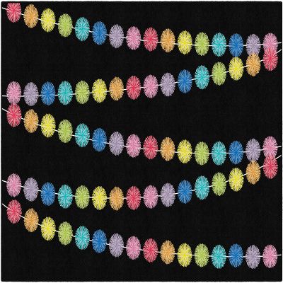 Flagship Carpets Rainbow Poms Classroom Area Rug for Indoor Classroom Learning or Kid Bedroom Educational Play Mat, 5'x7'6", Black