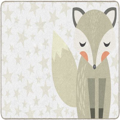 Flagship Carpets Woodland Fox Classroom Area Rug for Indoor Classroom Learning or Kid Bedroom Educational Play Mat, 5'x7'6" Neutral