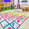 Flagship Carpets Rainbow Alphabet Criss Cross Applesauce Solid Classroom Area Rug for Indoor Classroom Learning or Kid Bedroom Educational Play Mat, 5'x7'6", Multi view 2