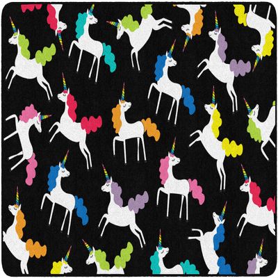 Flagship Carpets Hello Sunshine Unicorns Classroom Area Rug for Indoor Classroom Learning or Kid Bedroom Educational Play Mat, 5'x7'6"