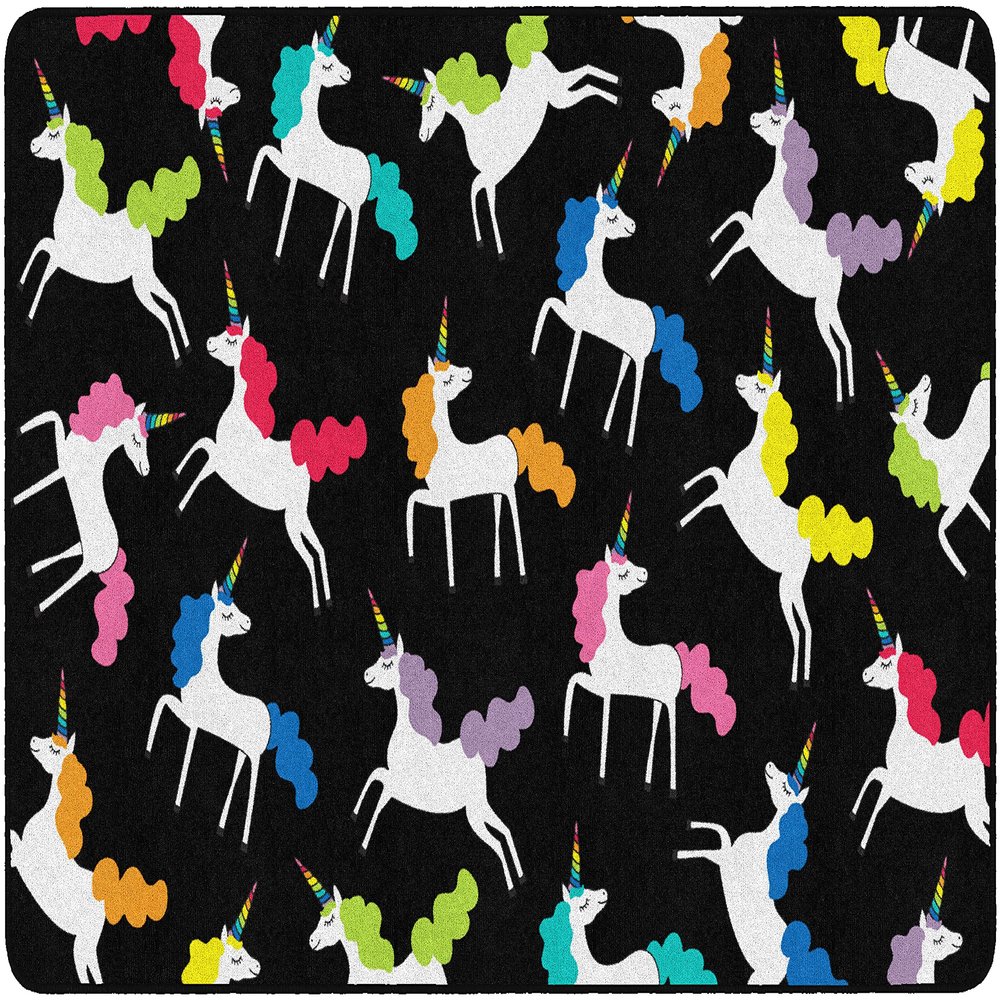 Flagship Carpets Hello Sunshine Unicorns Classroom Area Rug for Indoor Classroom Learning or Kid Bedroom Educational Play Mat, 5'x7'6"