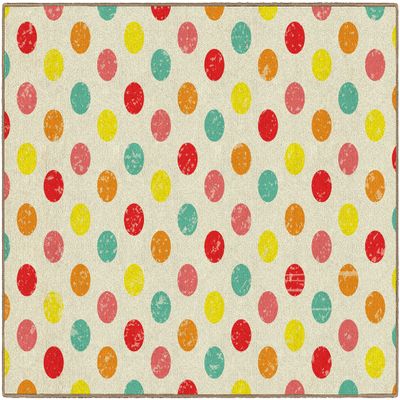 Flagship Carpets Vintage Circus Polka Dots Classroom Area Rug for Indoor Classroom Learning or Kid Bedroom Educational Play Mat, 5'x7'6"