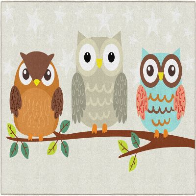 Flagship Carpets Woodland Wise Owls Classroom Area Rug for Indoor Classroom Learning or Kid Bedroom Educational Play Mat, 7'6"x12'