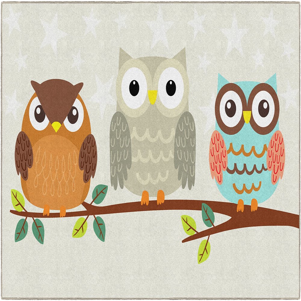 Flagship Carpets Woodland Wise Owls Classroom Area Rug for Indoor Classroom Learning or Kid Bedroom Educational Play Mat, 7'6"x12'