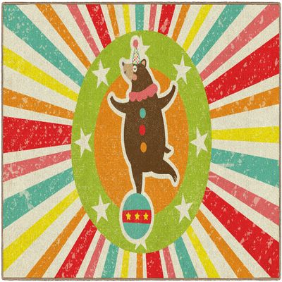 Flagship Carpets Vintage Circus Bear Classroom Area Rug for Indoor Classroom Learning or Kid Bedroom Educational Play Mat, 5'x7'6"