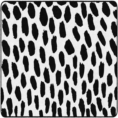 Flagship Carpets Black on White Safari Dot Classroom Area Rug for Indoor Classroom Learning or Kid Bedroom Educational Play Mat, 5'x7'6"