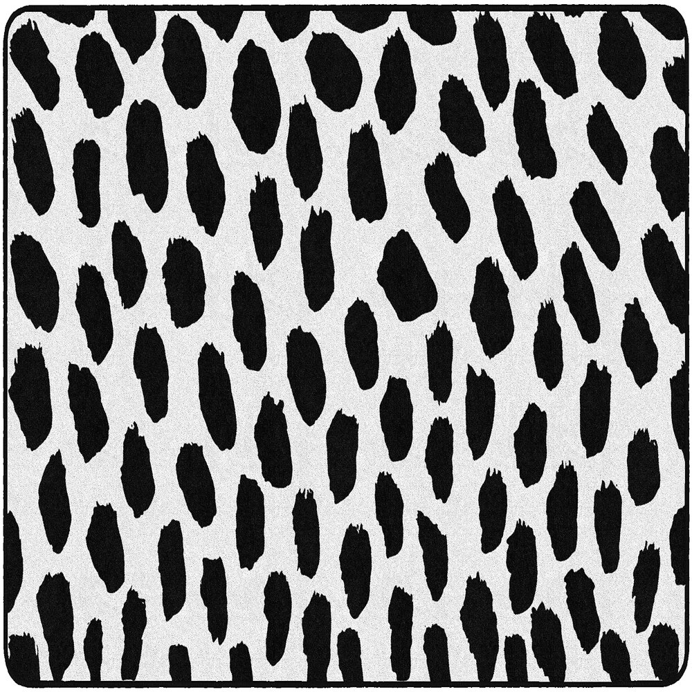 Flagship Carpets Black on White Safari Dot Classroom Area Rug for Indoor Classroom Learning or Kid Bedroom Educational Play Mat, 5'x7'6"
