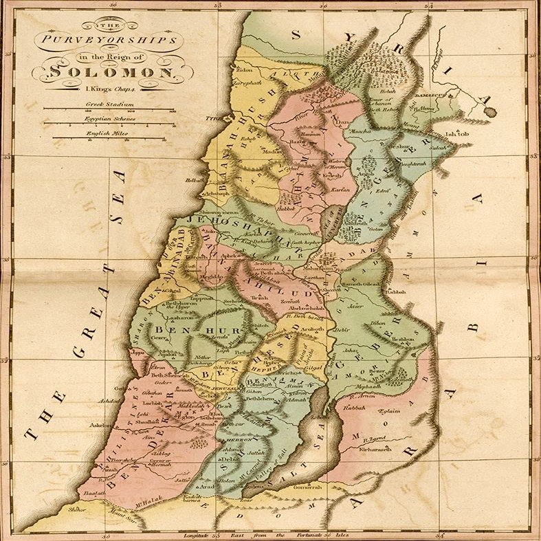 Ancient Israel and the tribes of the Hebrews by Vintage Maps - 22x28 Art Print Poster