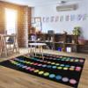 Flagship Carpets Rainbow Poms Classroom Area Rug for Indoor Classroom Learning or Kid Bedroom Educational Play Mat, 7'6"x12', Black view 2