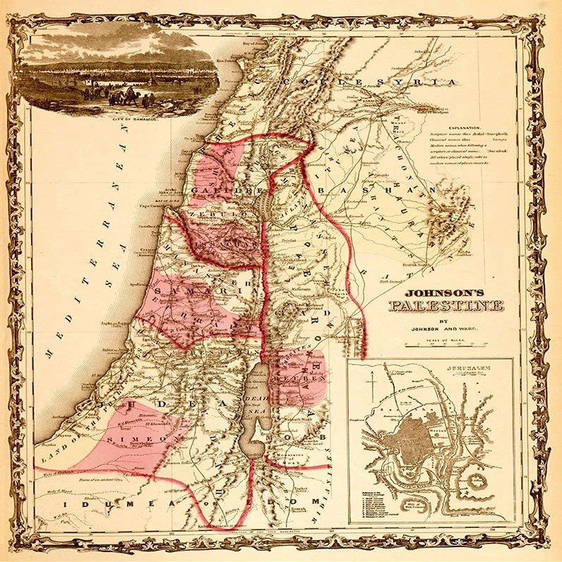 Palestine 1862 by Vintage Maps - 22x28 Art Print Poster
