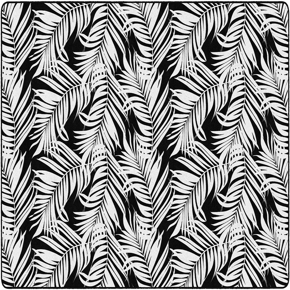 Flagship Carpets Black and White Fern Classroom Area Rug for Indoor Classroom Learning or Kid Bedroom Educational Play Mat, 7'6"x12'