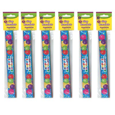 Teacher Created Resources Happy Birthday Balloons Slap Bracelets, 10 Per Pack, 6 Packs