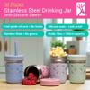 Elk and Friends 10oz Stainless Steel Kids + Toddler Drinking Cups | The Original Mason Jar with Sleeves + Lids | Silicone Straws | Smoothies | Storage Jar | Spill Resistant | Dishwasher Safe | 2 Pack view 2