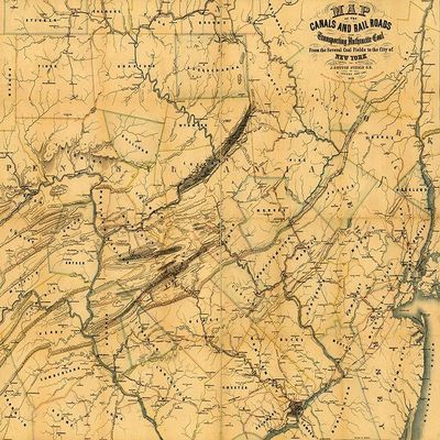 Canals and railroads for transporting anthracite coal from the several coal fields to the city of Ne by Vintage Maps - 28X22 Art Print Poster